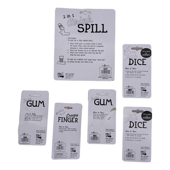 Go Games Novelty Items - Fake Gum/Creepy Finger/Trick Dice/2 in 1 Drink Spill - Picture 2 of 2